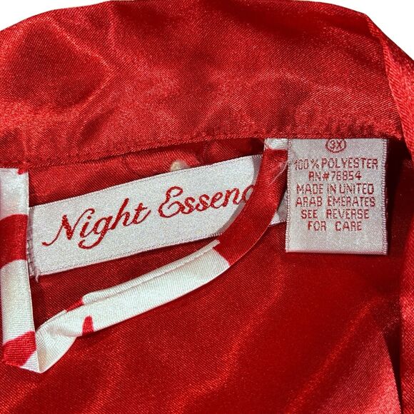 Night Essence Silk Sleepwear Shirt Red White Animal Print Oversized Woman's 3XL - Picture 3 of 5